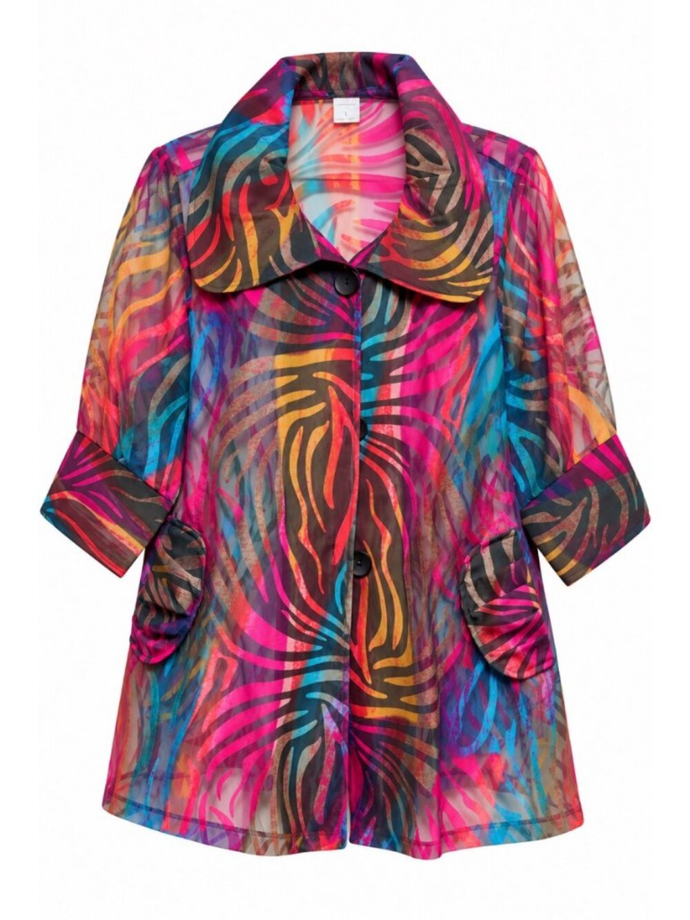 Damee Sheer Abstract Print Swing Jacket L